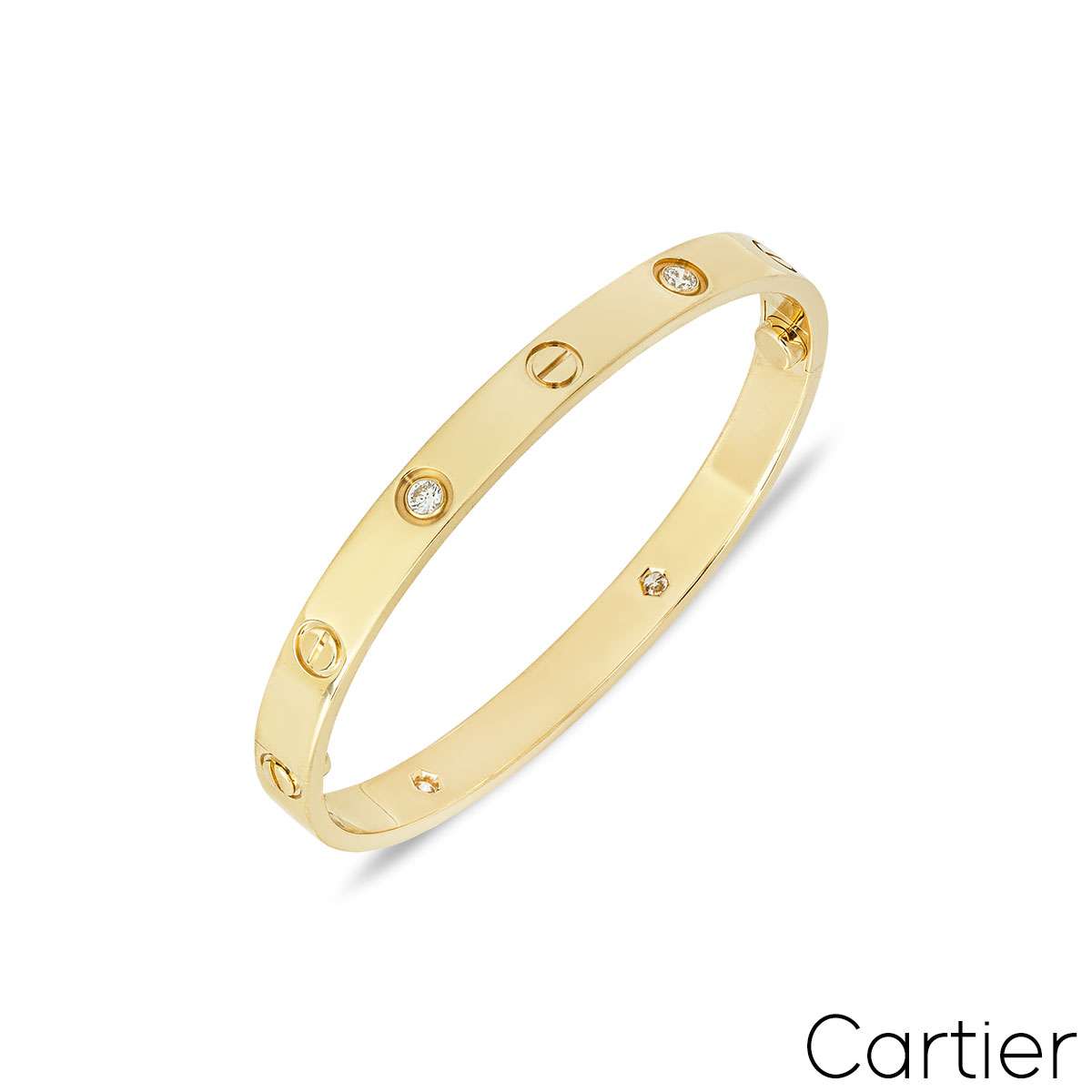 Cartier Yellow Gold Half Diamond Love Bracelet Size 17 B6035917 Cartier Yellow Gold Half Diamond Love Bracelet Size 17 B6035917